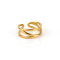 ALIÉA Luna ring i 18K guldbelagt rustfrit stål med et minimalistisk, organisk og åbent design.